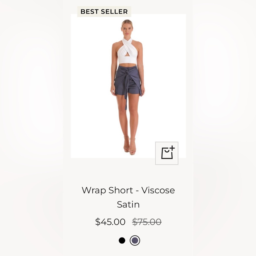 Elegant BALIAWEAR Steel Blue Satan Wrap Shorts